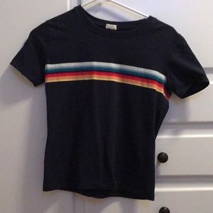 Dark blue shirt with rainbow strip
